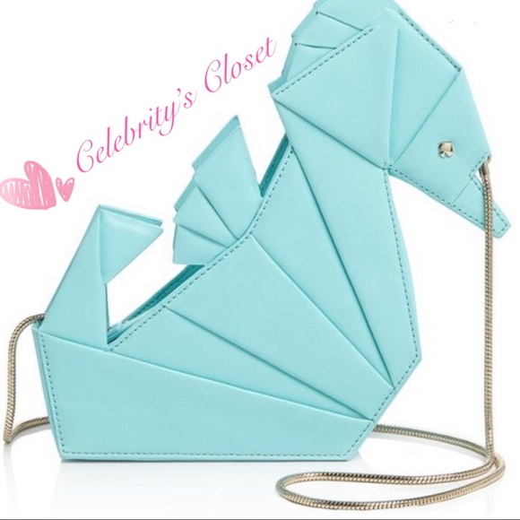 ♥️SOLD♥️KATE♠️SPADE SEAHORSE Chain Shoulder Clutch Limited Edition Blue Bag S - Picture 5 of 17